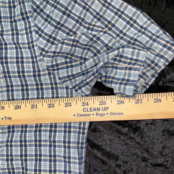 Vintage Abercrombie Fitch Blue Plaid Short Sleeve Button Up Mens Large 1990s Y2K - Picture 3 of 9